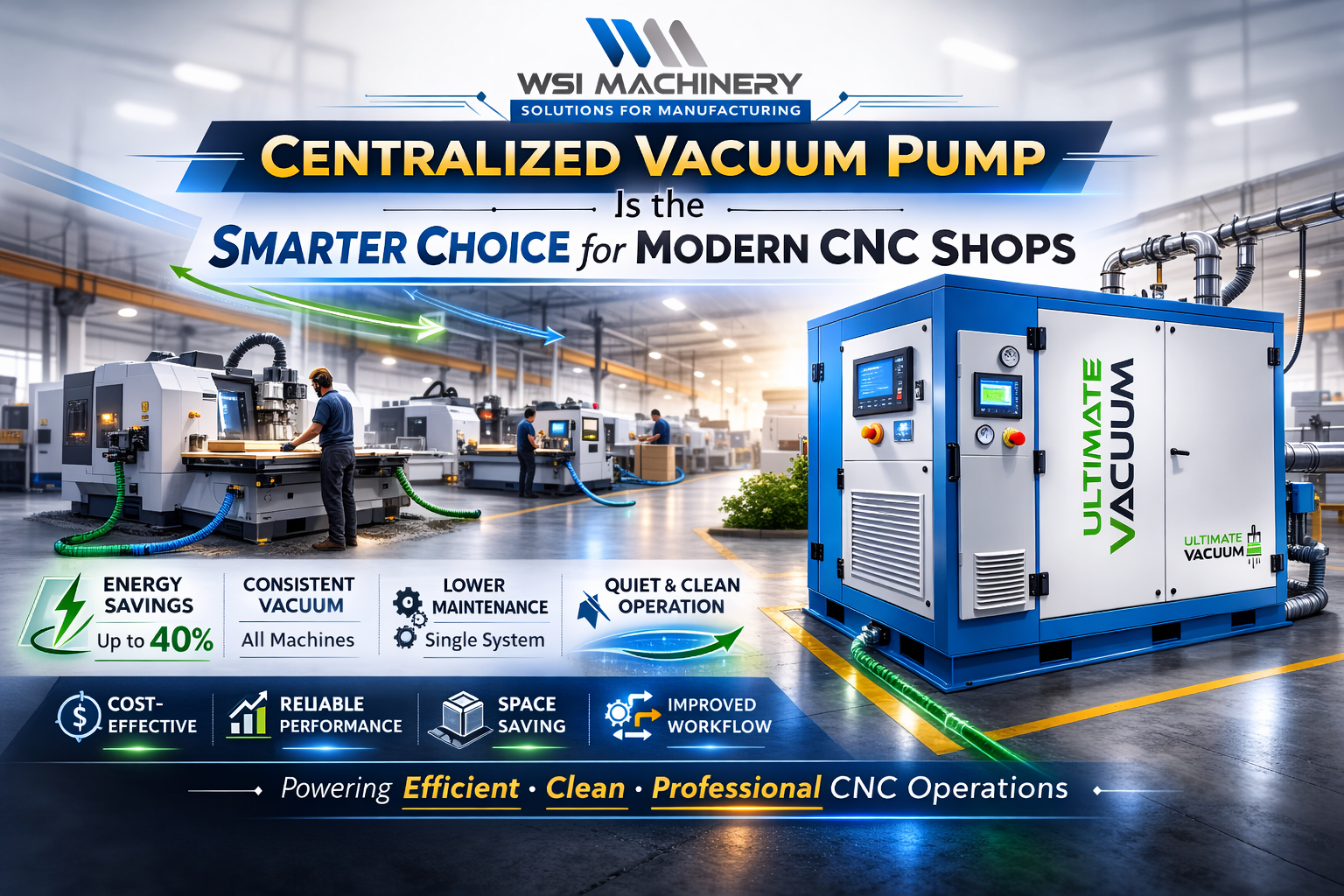 Why a Centralized Vacuum Pump Is the Smarter Choice for Modern CNC Shops