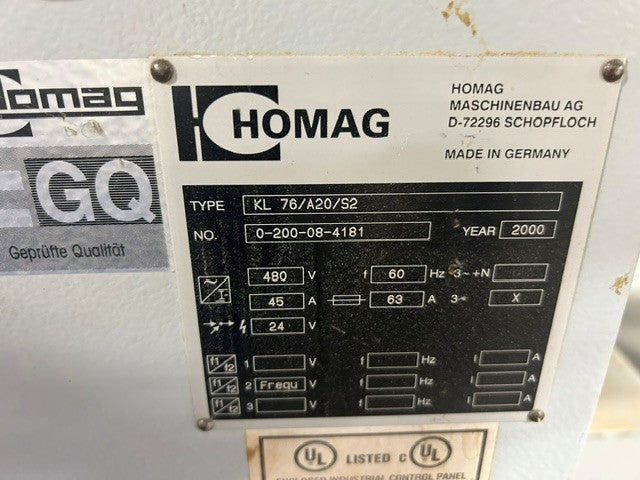 Used 2000 Homag KL 76 A20 S2 Edgebander