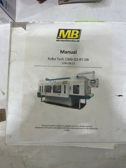 Used 2021 MB RobaS F 13.O-D600 Wide Belt Sander