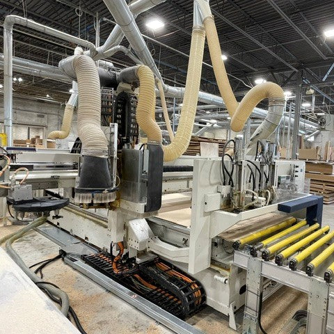 Used 2018 Morbidelli M600 3-Axis 5x12 Flat Table CNC Router with Flexstore Storage Retrieval