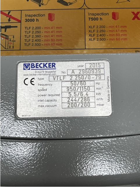 Used 2015 Becker Vacuum Pump