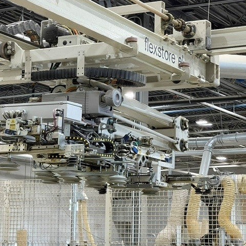 Used 2018 Morbidelli M600 3-Axis 5x12 Flat Table CNC Router with Flexstore Storage Retrieval