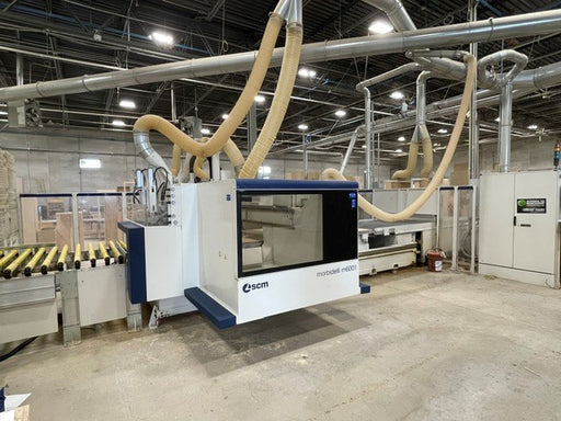 Used 2018 Morbidelli M600 3-Axis 5x12 Flat Table CNC Router with Flexstore Storage Retrieval