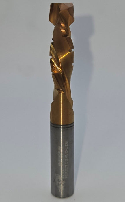 0.375" Dia, 1.25" LOC, 0.375" Shank Dia, 2.5" OAL, 2 Flute, XLC Coated, Chip Breaker Compression Router Bit, #RSC2159XLC-UD2