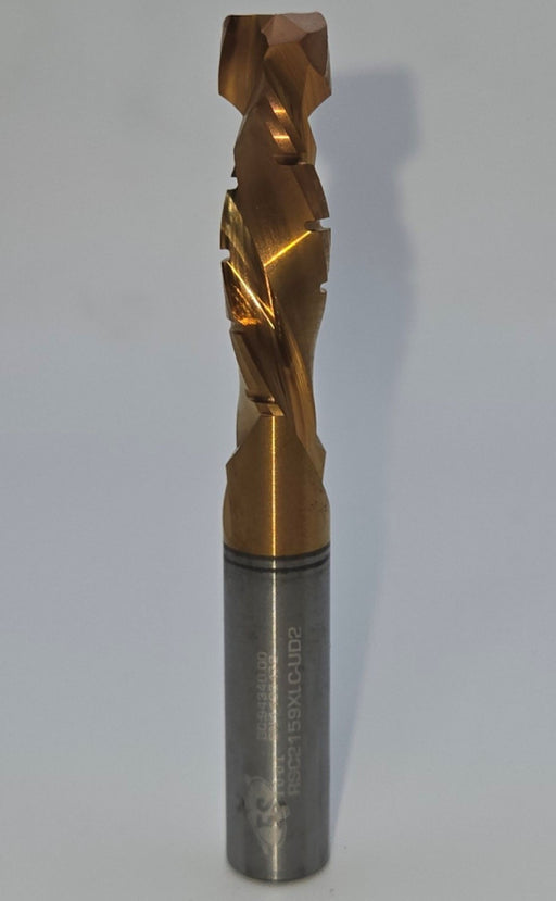 0.375" Dia, 1.25" LOC, 0.375" Shank Dia, 2.5" OAL, 2 Flute, XLC Coated, Chip Breaker Compression Router Bit, #RSC2159XLC-UD2
