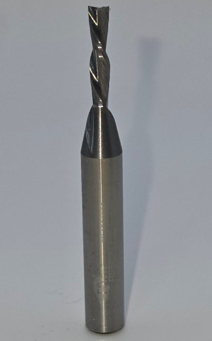 0.125" Dia, 0.5" LOC, 0.25" Shank Dia, 2" OAL, Two Flute, Down Cut Router Bit, #RSF2000-D2