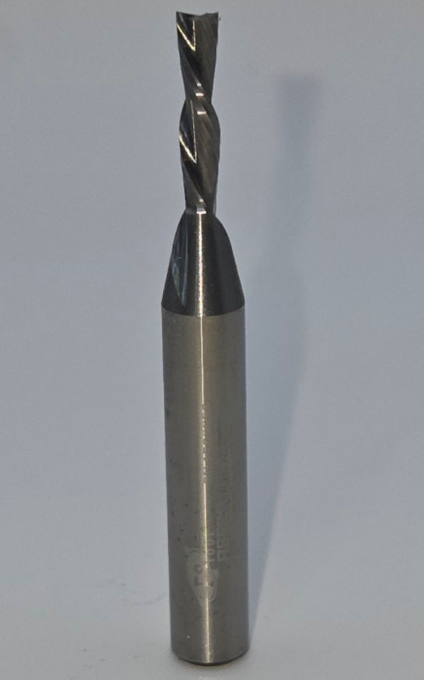 0.125" Dia, 0.5" LOC, 0.25" Shank Dia, 2" OAL, Two Flute, Down Cut Router Bit, #RSF2000-D2