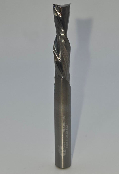 0.25" Dia, 1" LOC, 0.25" Shank Dia, 2.5" OAL, Two Flute, Down Cut Router Bit, #RSF2008-D2