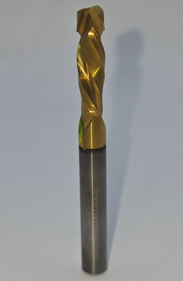 0.25" Dia, 0.875" LOC, 0.25" Shank Dia, 2.5" OAL, Two Flute, XLC Coating, Mortise Compression Router Bit, #RSF2058MXLC-UD2