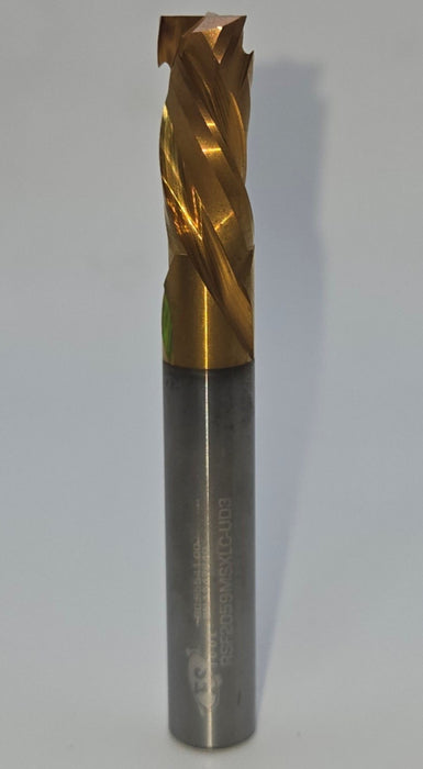 0.375" Dia, 0.875" LOC, 0.375" Shank Dia, 3" OAL, Three Flute, XLC Coating, Mortise Compression Router Bit, #RSF2059MSXLC-UD3