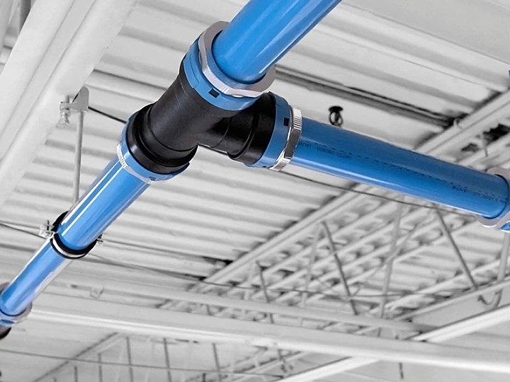 Unipipe - Compressed Air Distribution System with Blue Aluminum Piping ...