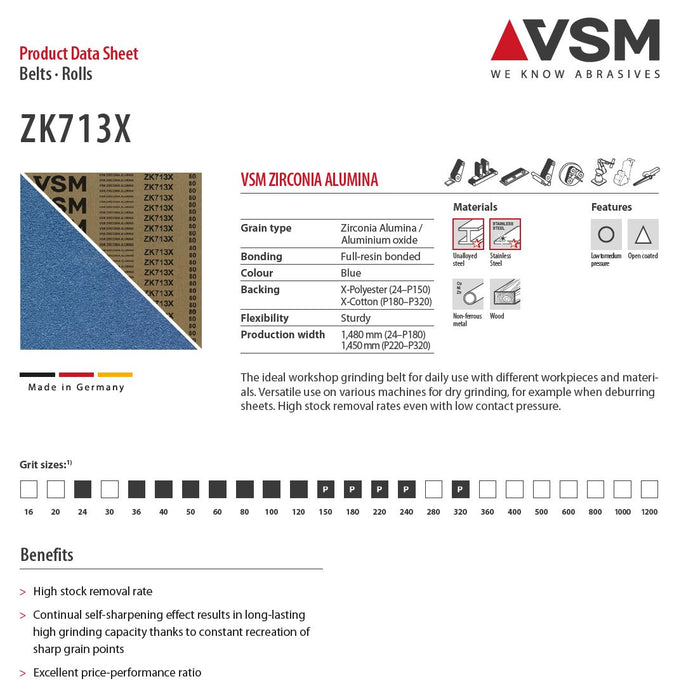 Bande Abrasive CS 411 X L. 2000 Mm L. 50 Mm Granulation 60 Pour Acier Inoxydable Par 25 96078186 Bande Abrasive CS 411 X L. 2000 Mm L. 50 Mm Granulation 60 Pour Acier Inoxydable Par 25 96078186